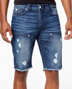 Guess Men's Slim-fit Raw Edge Ripped Denim Shorts