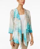 Jm Collection Printed High-low Cardigan, Only At Macy's