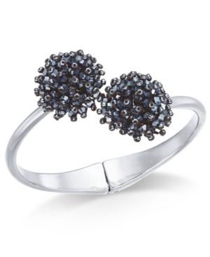 I.n.c. Silver-tone Crystal Cluster Hinge Bangle Bracelet, Created For Macy's