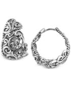 Carolyn Pollack Rope Swirl Hoop Earrings In Sterling Silver