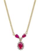 Ruby (1-1/5 Ct. T.w.) And Diamond (1/6 Ct. T.w.) Collar Necklace In 14k Gold