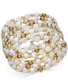 Inc International Concepts Gold-tone White And Metal Bead Coil Bracelet, Only At Macy's