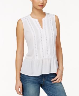 Maison Jules Sleeveless Lace Peplum Top, Only At Macy's