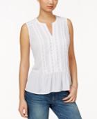 Maison Jules Sleeveless Lace Peplum Top, Only At Macy's