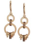 Anne Klein Gold-tone Textured Ring Double Drop Earrings