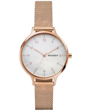 Skagen Women's Anita Rose Gold-tone Stainless Steel Mesh Bracelet Watch 36mm Skw2633