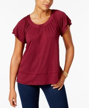 Style & Co Flutter-sleeve Top, Created For Macy's