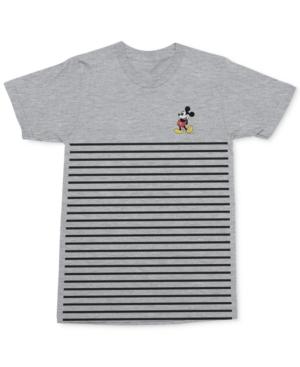 Mighty Fine Men's Mickey Mouse Pose Stripe Graphic-print Cotton T-shirt