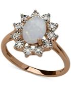 Opal (3/4 Ct. T.w.) And Diamond Accent Oval Ring In 14k Rose Gold