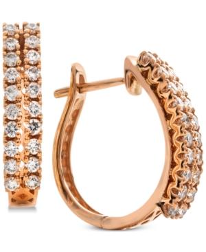 Diamond Double Row Huggie Hoop Earrings (5/8 Ct. T.w.) In 14k Rose Gold