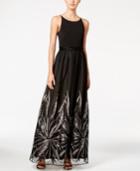 Calvin Klein Metallic Floral-trim Gown