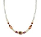 2028 Rose Gold-tone Simulated Pearl Purple Crystal Flower Beaded Necklace 15 Adjustable