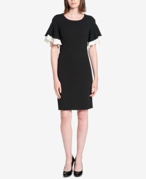 Tommy Hilfiger Two-tone Flutter-sleeve Dress