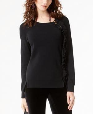 I.n.c. Zip-detail Ruffle Sweater, Created For Macy's