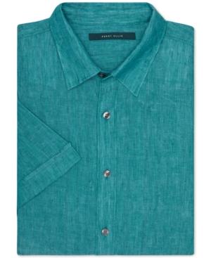 Perry Ellis Big And Tall Chambray Linen Short-sleeve Button-front Shirt
