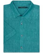Perry Ellis Big And Tall Chambray Linen Short-sleeve Button-front Shirt