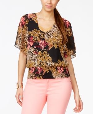 Thalia Sodi Printed Embellished Cold-shoulder Top, Only At Macy's