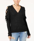 Polly & Esther Juniors' Lace-up-sleeve Sweater