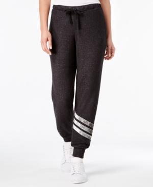 Hippie Rose Juniors' Velvet-stripe Jogger Pants