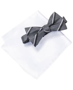 Alfani Men's Hudson Stripe Bow Tie & Pocket Square Set, Only At Macy's