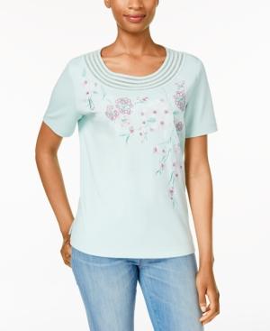 Alfred Dunner Petite Embellished Floral-print Top