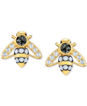 Swarovski Gold-tone Crystal Bee Stud Earrings