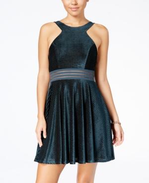 City Studios Juniors' Illusion-waist Velvet Dress