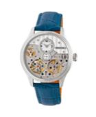 Heritor Automatic Winthrop Silver & Blue Leather Watches 41mm