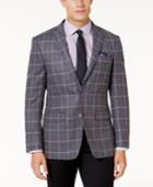 Tallia Men's Slim-fit Orange Grey And Pink Windowpane Sport Coat