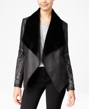 Xoxo Juniors' Faux-fur-trim Studded Moto Jacket