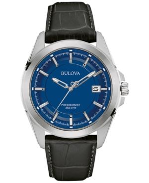 Bulova Men's Precisionist Dark Brown Leather Strap Watch 43mm 96b257