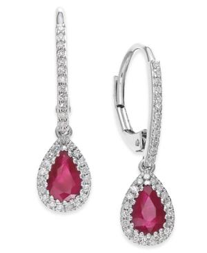 Ruby (3/4 Ct. T.w.) And Diamond (1/5 Ct. T.w.) Drop Earrings In 14k White Gold