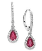 Ruby (3/4 Ct. T.w.) And Diamond (1/5 Ct. T.w.) Drop Earrings In 14k White Gold