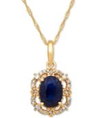 Sapphire (1 Ct. T.w.) & Diamond (1/10 Ct. T.w.) Pendant Necklace In 14k Gold