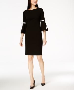 Calvin Klein Ribbon Bell-sleeve Sheath Dress