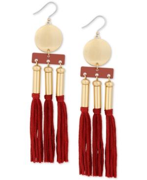 Lucky Brand Gold-tone Bead & Tassel Statement Earrings