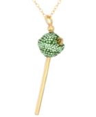 Sis By Simone I Smith 18k Gold Over Sterling Silver Necklace, Lime Green Crystal Mini Lollipop Pendant
