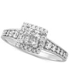 Diamond Princess Halo Engagement Ring (1 Ct. T.w.) In 14k White Gold