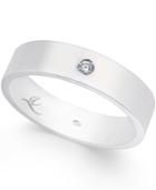 Diamond Accent 5mm Wedding Band In 18k White Gold