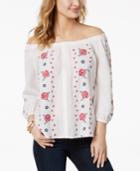 Charter Club Embroidered Off-the-shoulder Peasant Top, Created For Macy's