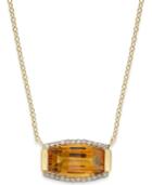 Citrine (3 Ct. T.w.) And Diamond (1/8 Ct. T.w.) Pendant Necklace In 14k Gold Vermeil Over Sterling Silver