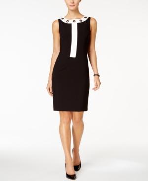Nine West Grommet Contrast-trim Sheath Dress