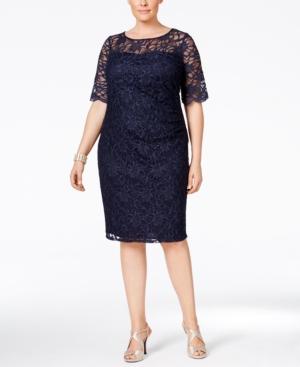 Xscape Plus Size Short-sleeve Illusion Dress