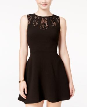 Speechless Juniors' Lace-contrast Fit & Flare Dress