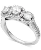 Diamond Triple Halo Engagement Ring (1-1/2 Ct. T.w.) In 14k White Gold