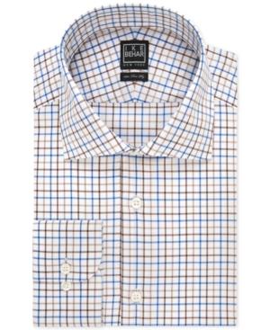 Ike Behar Blue Canvas Check Dress Shirt