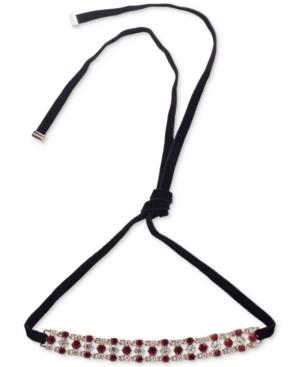 Givenchy Gold-tone Clear & Red Crystal Black Velvet Choker Necklace