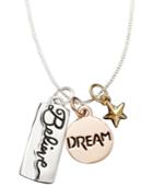 Inspirational Sterling Silver Pendant, Dream And Believe Charm