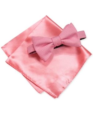 Alfani Men's Pink Bow Tie & Solid Pocket Square Set, Only At Macy's