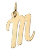 14k Gold Charm, Small Script Initial M Charm